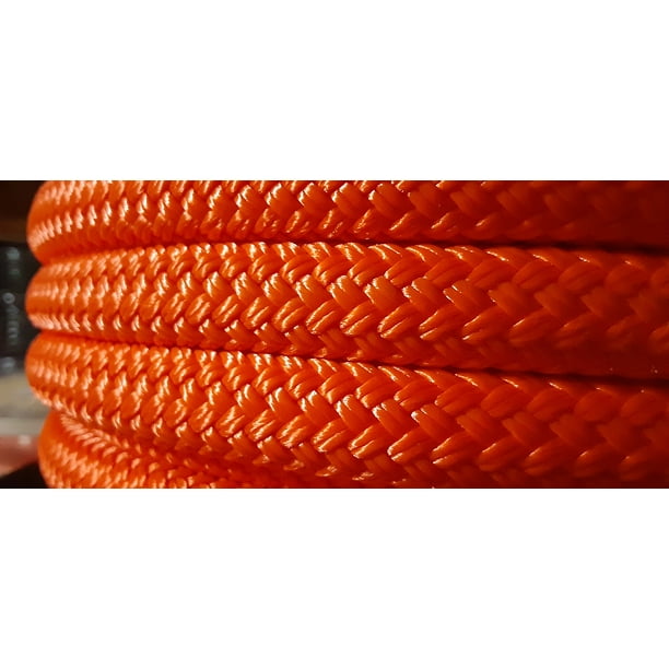 1/2" x 100 ft.Premium Double Braid-Yacht Braid Polyester Rope.Bright Orange.